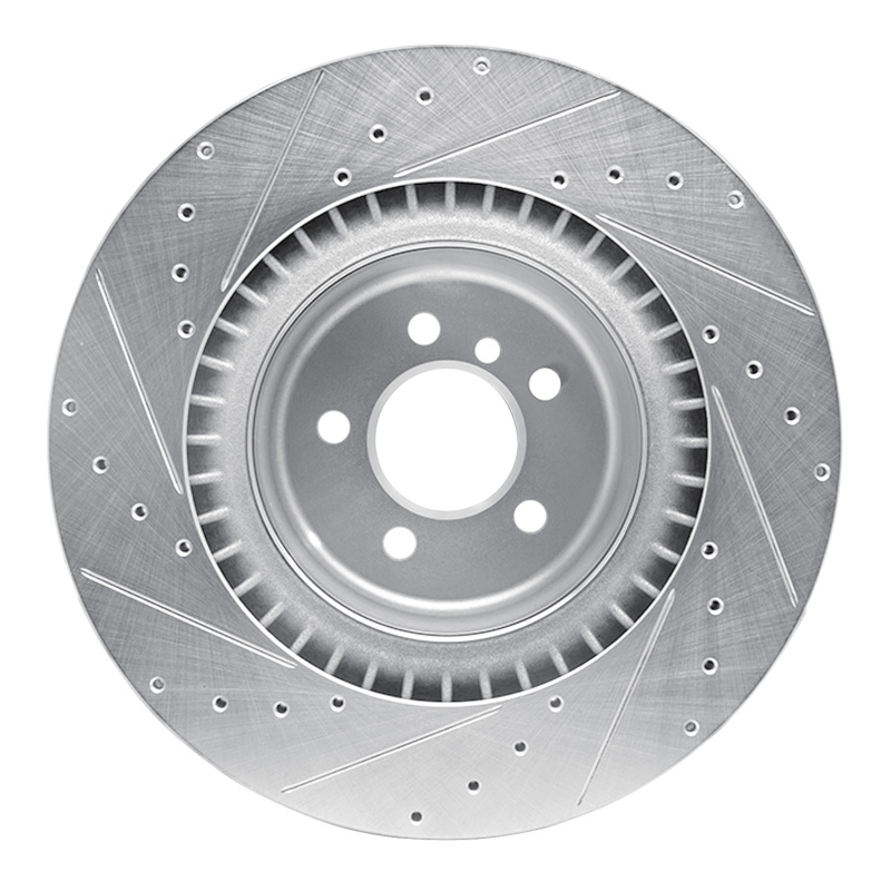 BMW X5 Brake Rotor (1) - Rear Right - R1 Concepts - Drilled & Slotted - Silver - `10-`14